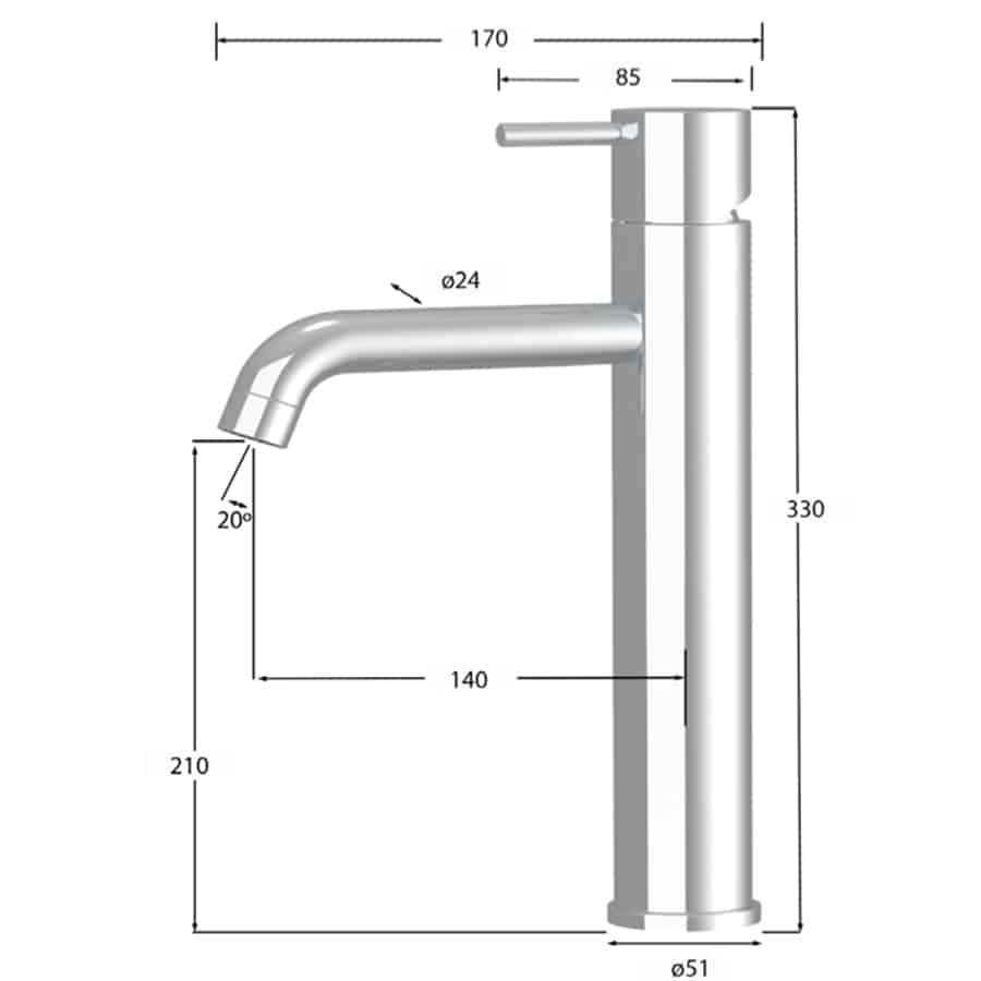 Grifo lavabo Quo B caño alto